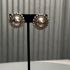 Premier USA Clip-On Earrings Women's Silver Gold‎ Dome Statement Studs VTG